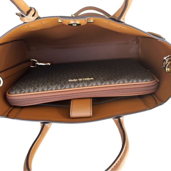Michael Kors Brown Gold Satchel + IPad Case - Picture 8 of 9